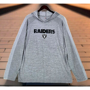 Las Vegas Raiders Men's Majestic Coolbase Hoodie Gray White Football NFL Size XL